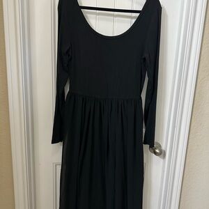 GAP Black Long Sleeve Scoop Neck Maxi Dress